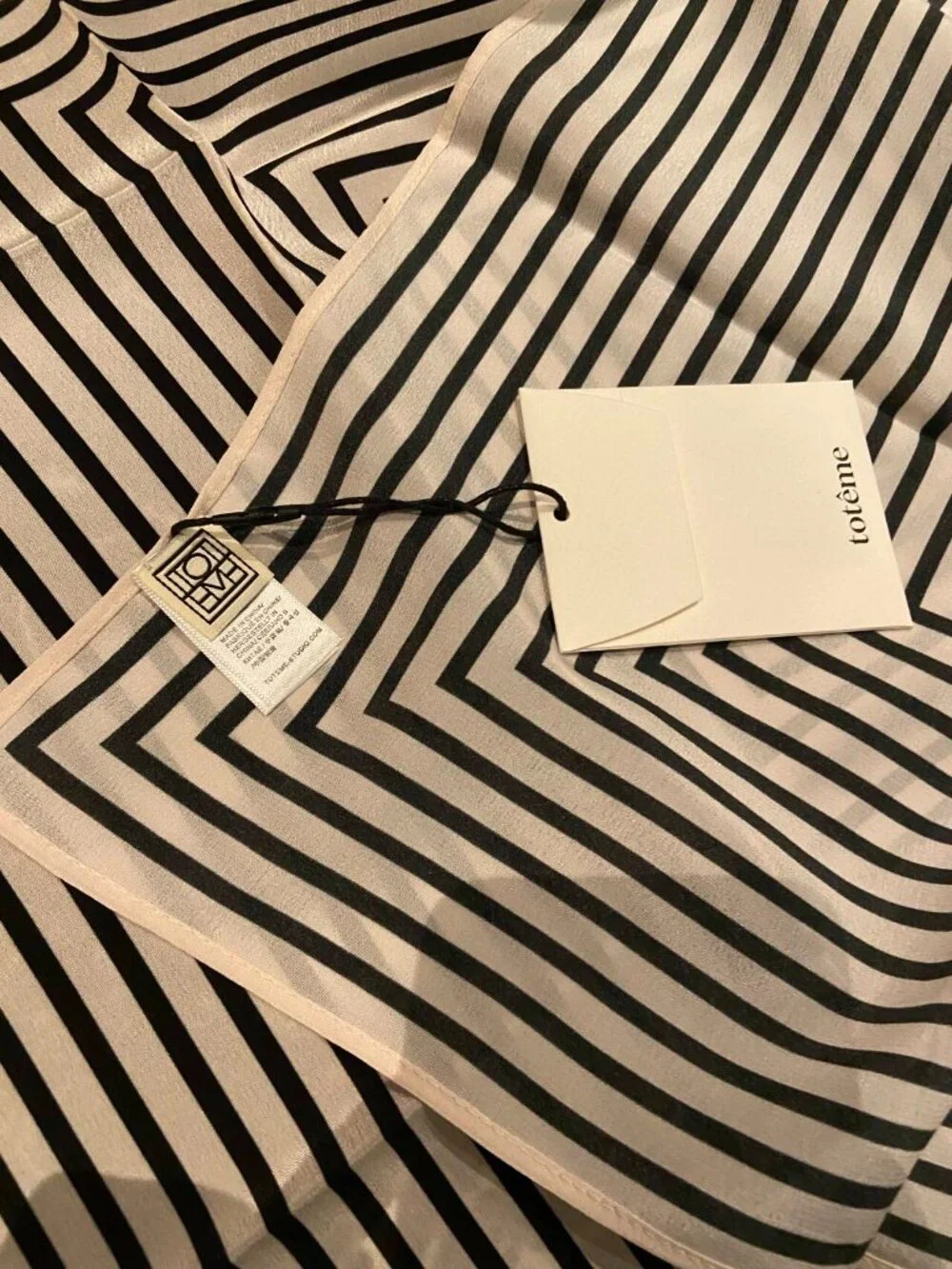 TOTEME Black White Striped Square Scarf
